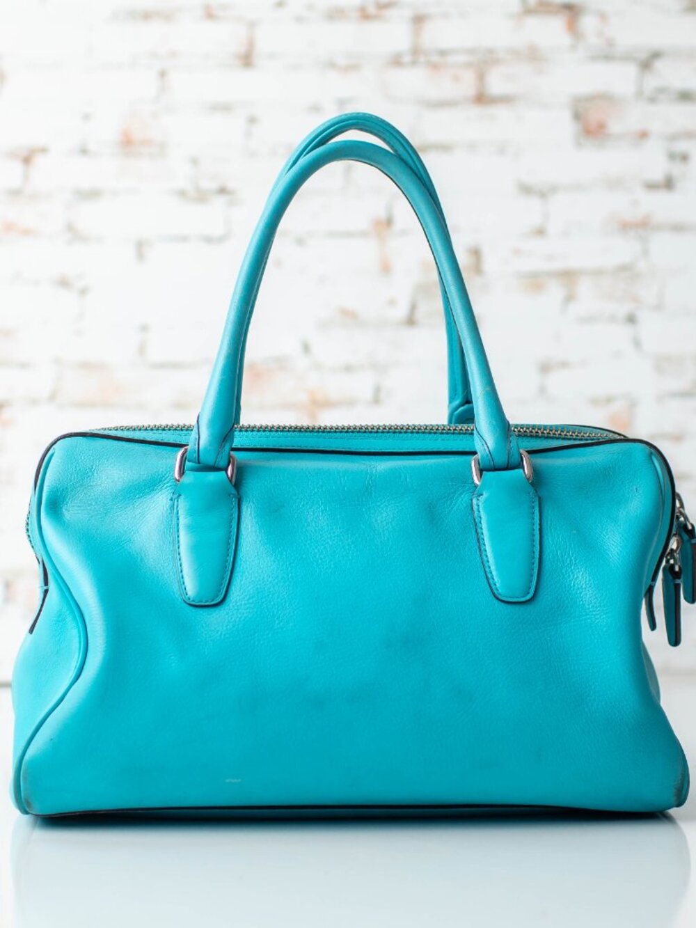 Coach Legacy Perforated Leather Haley Satchel Turquoise Aqua Fringe Leather 2012 - Picture 3 of 11